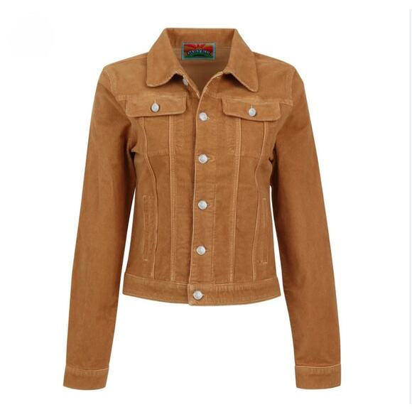 AG Adriano Goldschmied Flacky The Trucker Corduroy Jacket Mud Mustard NWT XS - Picture 2 of 16